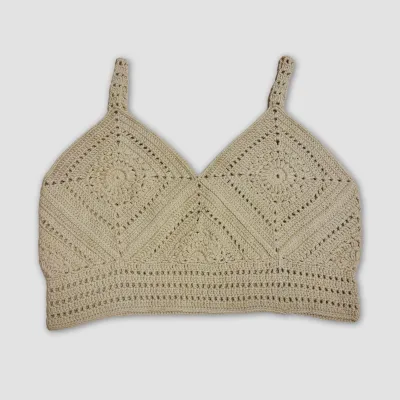 El Örgüsü Crop Büstiyer Bikini Üstü Motif -Açık Yeşil