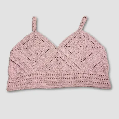 El Örgüsü Crop Büstiyer Bikini Üstü Motif - Lila