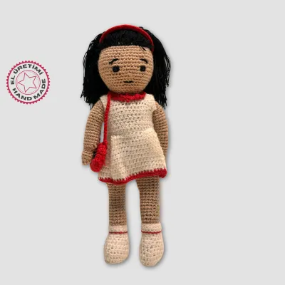 El Yapımı Amigurumi Çanta Ve Taç Aksesuarlı Bebek  25cm - Beyaz