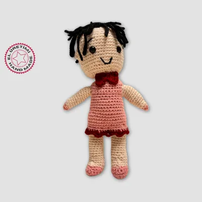 El Yapımı Amigurumi  Bebek  24cm - Bordo / Pembe