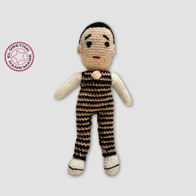 El Yapımı Amigurumi Bebek 21cm - Kahverengi / Siyah